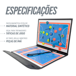 Prancheta tática magnética com caneta para treinamento de futsal Pista e Campo - Modelo pasta preta
