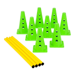 Kit de Agilidade c/ 8 Cones Furados 23cm e 4 Haste de 1,00m - Cone BRANCO