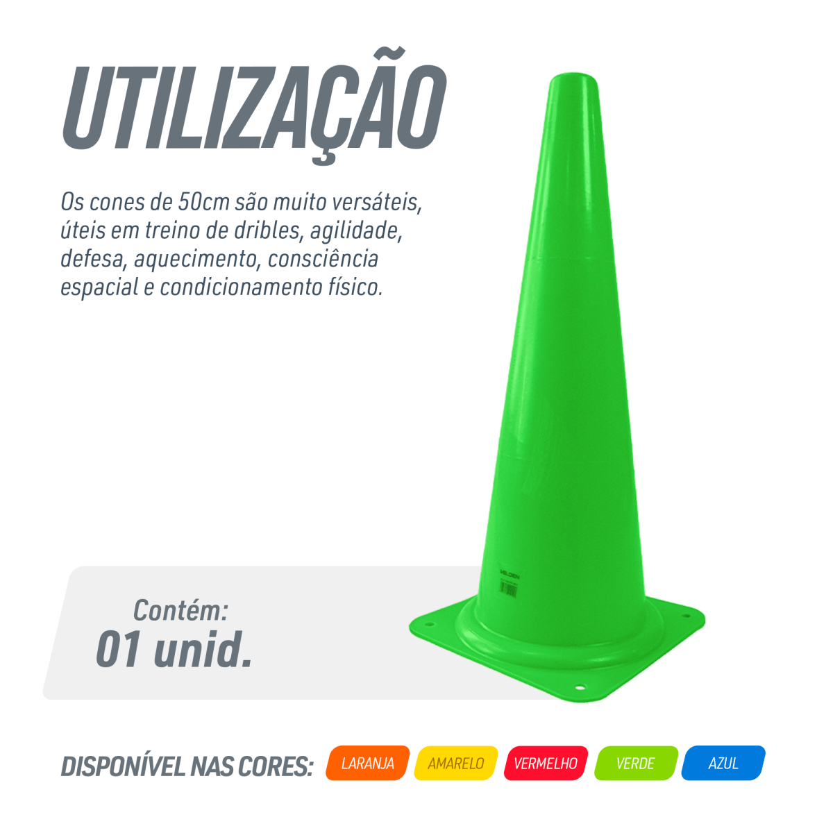 Cone plástico de agilidade 50cm Velden - Azul