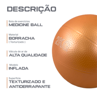 Bola Medicine Ball 2kg em PVC Texturizado Envolst