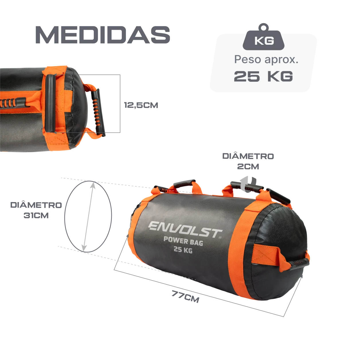 Power sand bag para treinamento funcional 25kg Envolst