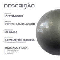 Peso de ferro 7,26kg Pista e Campo