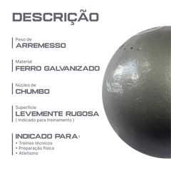 Peso de ferro 7,26kg Pista e Campo