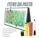 Prancheta tática magnética com caneta para treinamento de futebol Pista e Campo - Modelo pasta preta