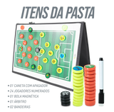 Prancheta tática magnética com caneta para treinamento de futebol Pista e Campo - Modelo pasta preta