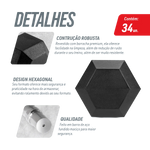 Kit Halteres Sextavados Emborrachados Pegada Cromada Envolst - Pares 10 a 50Kg
