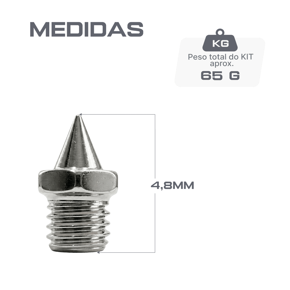 50 / 100 pregos para sapatilha de atletismo de aço 4,8mm Pirâmide base hexagonal Pista e campo