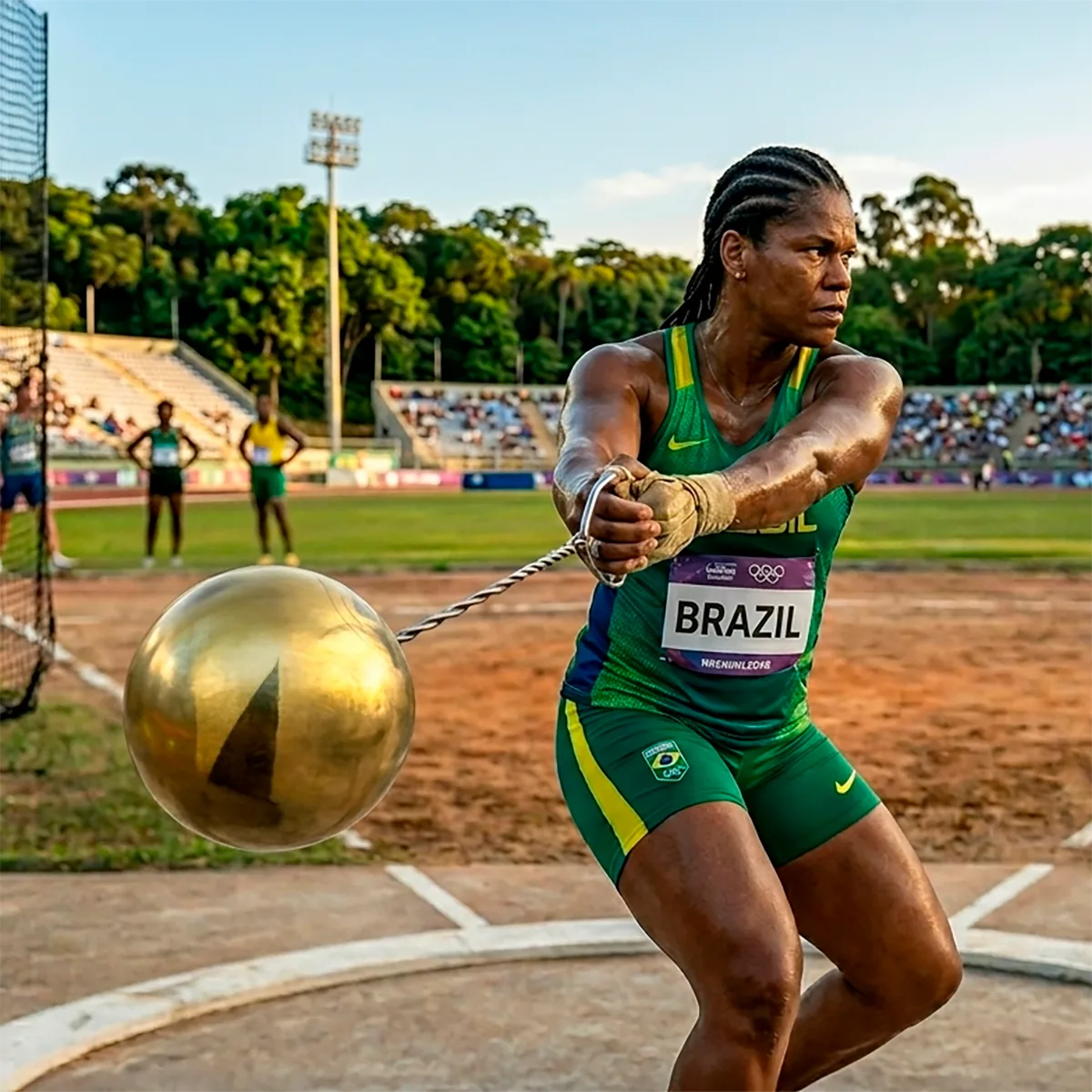 Martelo de bronze 5kg 100mm avançado ATE Anand Certificado WA-IAAF - com cabo e empunhadura