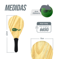 Raquetes de madeira com empunhadura para frescobol Neofun - par (acompanha bolinha)