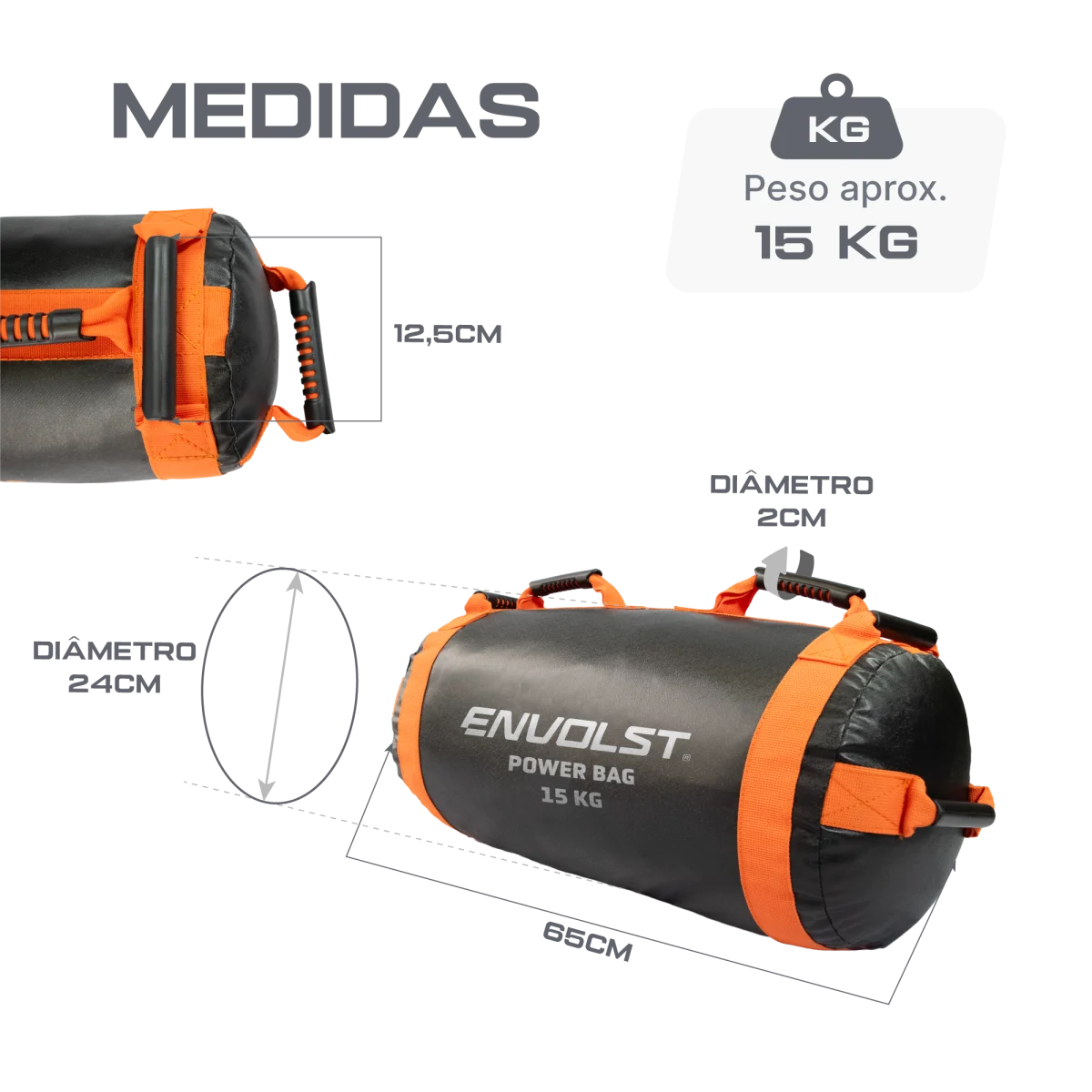 Power sand bag para treinamento funcional 15kg Envolst