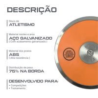 Disco de aço e ABS 1,00kg iniciante WA-IAAF Vinex