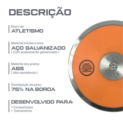 Disco de aço e ABS 1,00kg iniciante WA-IAAF Vinex