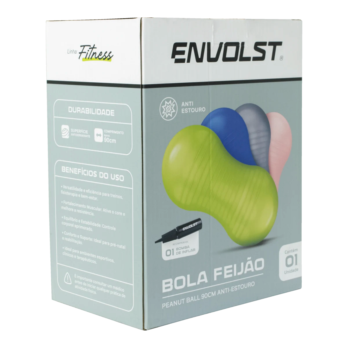 Bola Feijão Peanut Ball 90cm Anti-Estouro Envolst - Azul