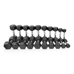 Kit Halteres Sextavados Emborrachados Pegada Cromada Envolst - Pares 1 a 10Kg