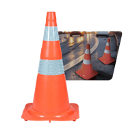Cone de sinalização de trânsito flexível (emborrachado) refletivo 75cm NBR