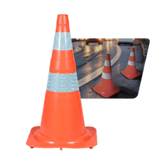 Cone de sinalização de trânsito flexível (emborrachado) refletivo 75cm NBR