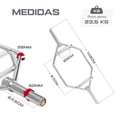 Barra Hexagonal Trap Bar Olimpica Cromada Envolst
