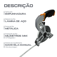 Trena de aço de 50m profissional Vinex