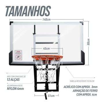 Tabela de Basquete de Parede com Altura Ajustável Velden