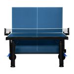 Mesa de tenis de mesa de aco e madeira azul rede e porta itens P8022
