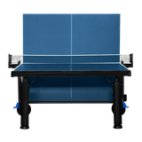 Mesa de tenis de mesa de aco e madeira azul rede e porta itens P8022