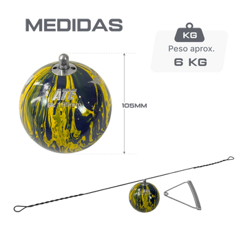 Martelo de Atletismo 6 kg 105mm WA com Cabo e Empunhadura ATE