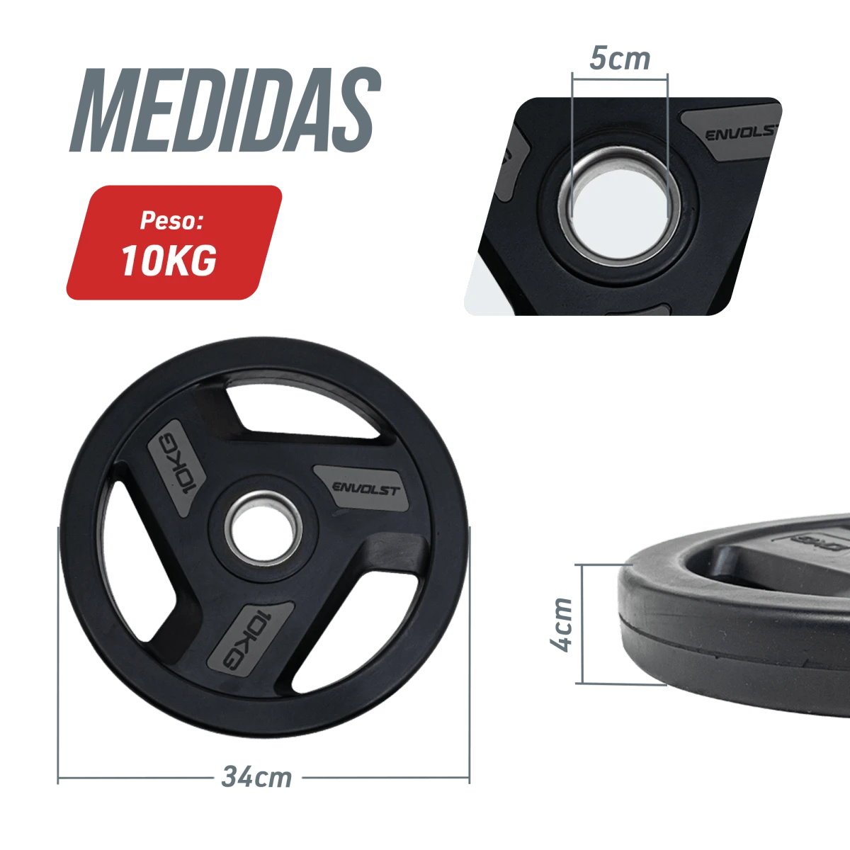 Kit 200kg Anilhas Olímpicas Profissionais Vulcanizadas Envolst