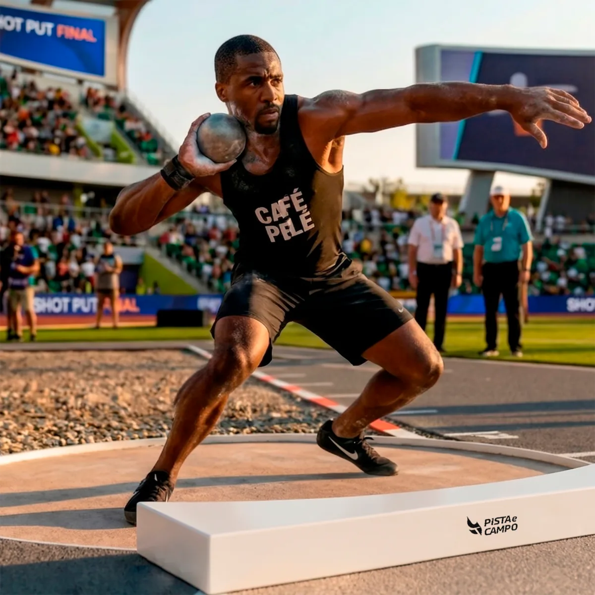 Anteparo de aço e madeira para arremesso de peso WA-IAAF Pista e Campo