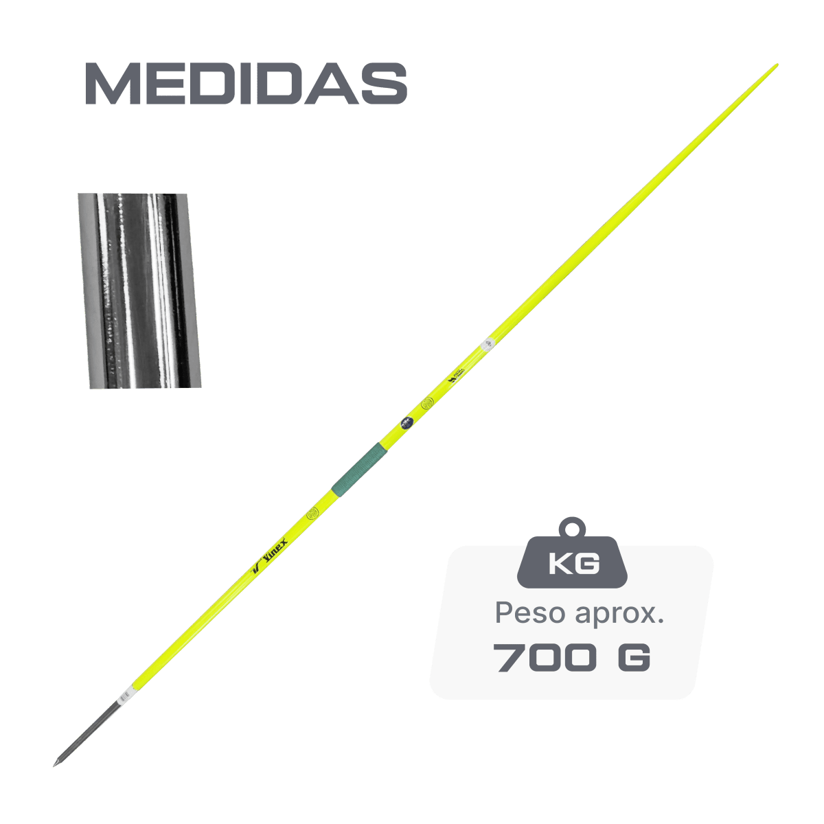 Dardo de atletismo de duralumínio e aço 700g WA-IAAF Vinex (JAL-CH700)