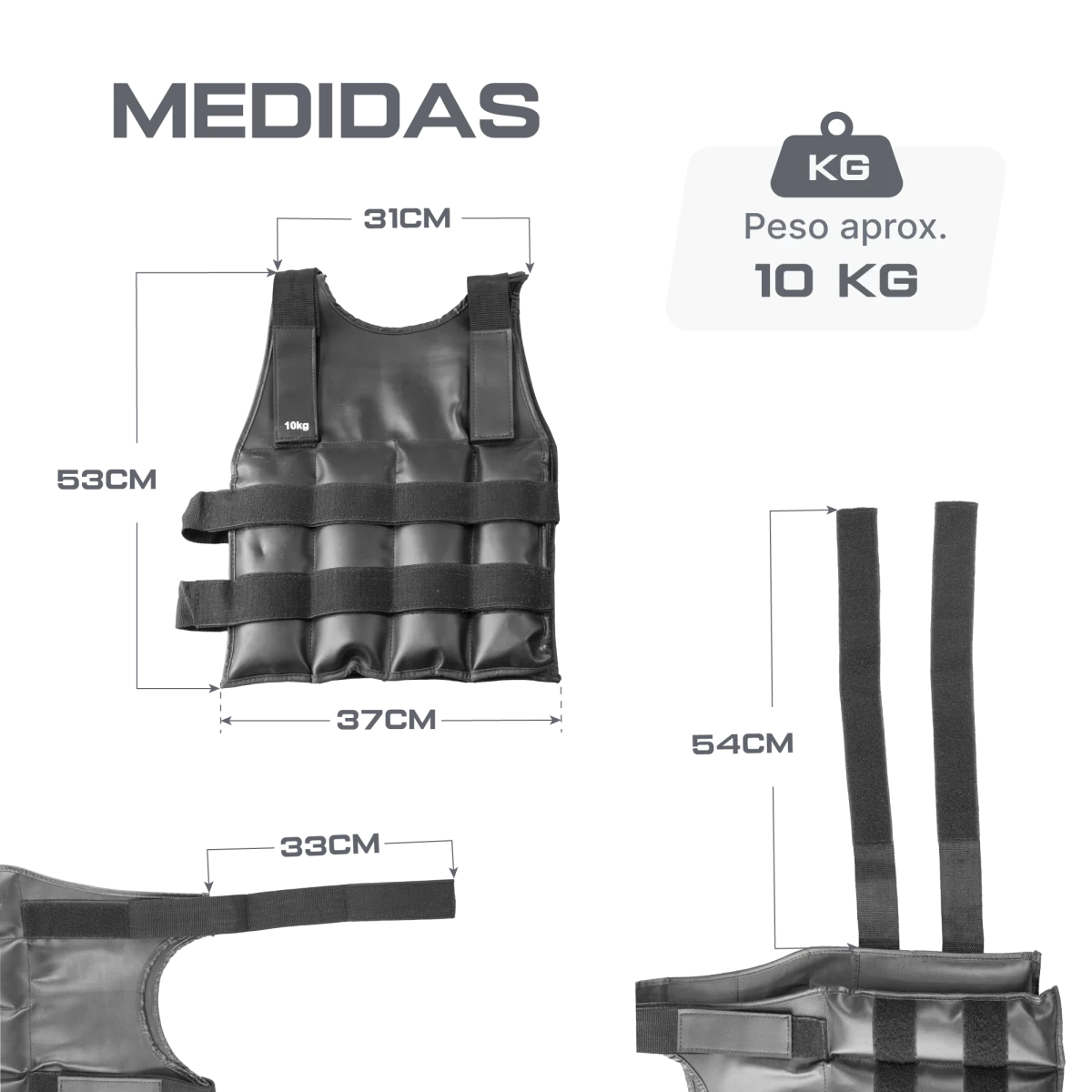 Colete com pesos para treinamento 10kg Envolst