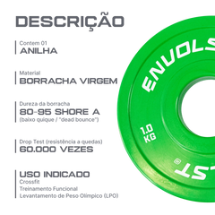 Anilha Olímpica Fracionada Emborrachada 1,0Kg Envolst
