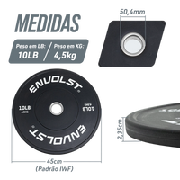 Anilha Olímpica Bumper para Crossfit e LPO 10Lb Envolst