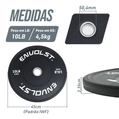 Anilha Olímpica Bumper para Crossfit e LPO 10Lb Envolst