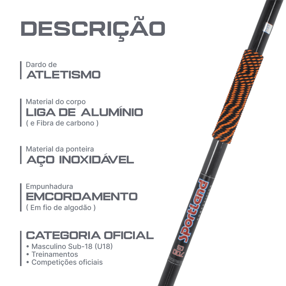 Dardo de atletismo de fibra de carbono 700g WA-IAAF Sportland