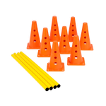Kit de Agilidade c/ 8 Cones Furados 23cm e 4 Haste de 1,00m - Cone BRANCO
