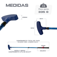 Taco de minigolfe retrátil 50 a 90cm em alumínio Neofun - Azul