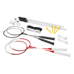 Kit de badminton com 04 raquetes de aço, 02 volantes, postes de aço e rede Loire