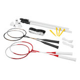 Kit de badminton com 04 raquetes de aço, 02 volantes, postes de aço e rede Loire