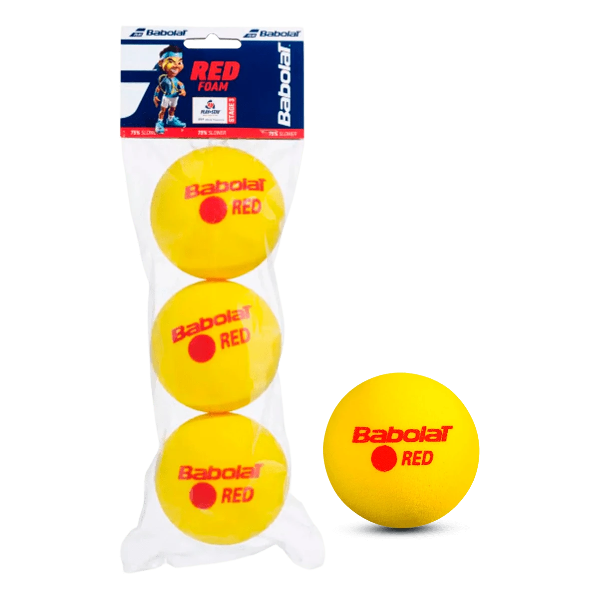 Bolinha bola de tênis de campo de espuma iniciantes Babolat Red Foam - pacote com 3 und