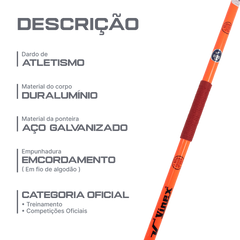 Dardo de duralumínio e aço 600g modelo competição IAAF Vinex (JAL-CH600)