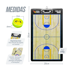 Prancheta tática magnética com caneta para treinamento de basquete Pista e Campo