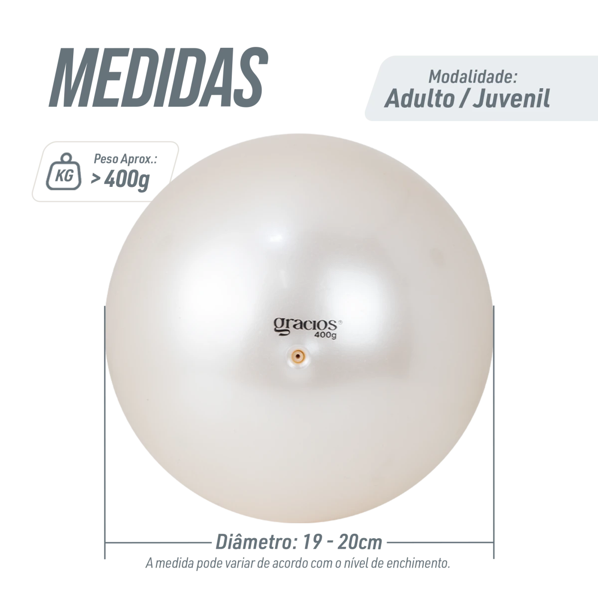 Bola Ginástica Rítmica Oficial 400g Gracios - Azul