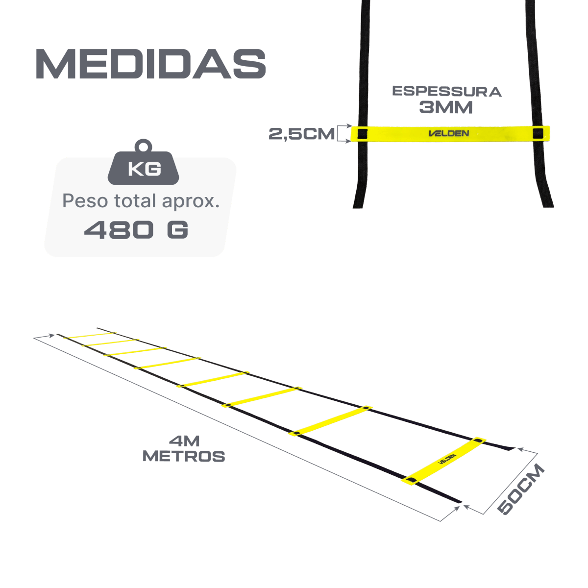 Escada de agilidade com degraus ajustáveis de plástico 4m de comprimento Velden