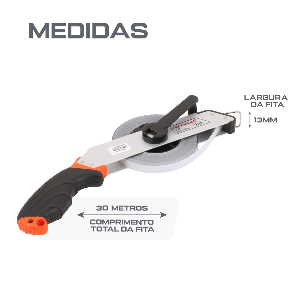 Trena de aço 30m com empunhadura Vinex