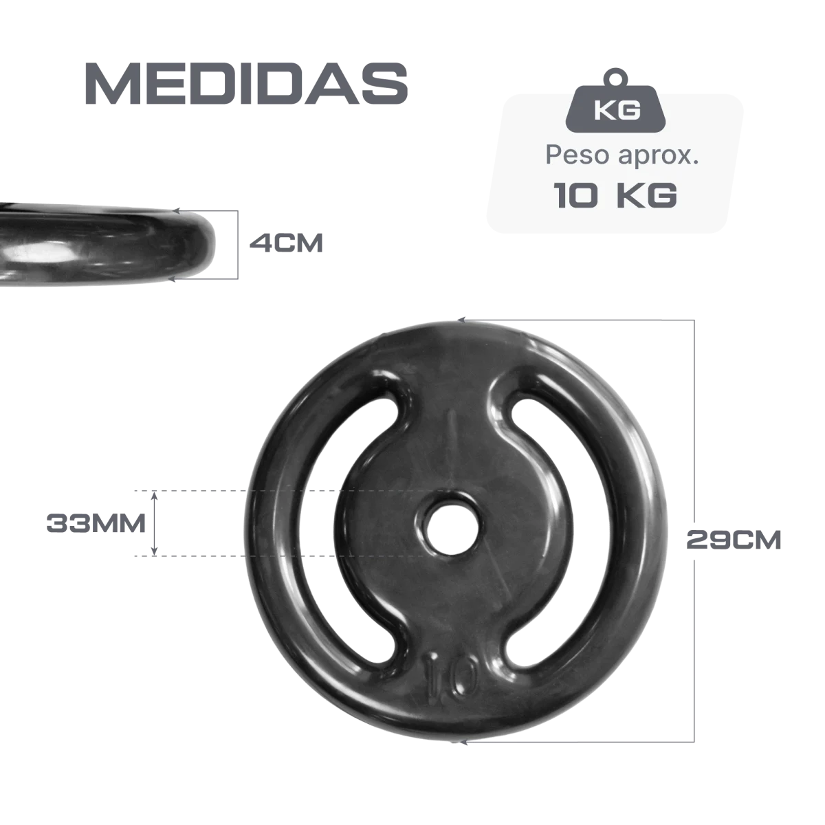 Anilha vazada revestida 10kg Pista e Campo