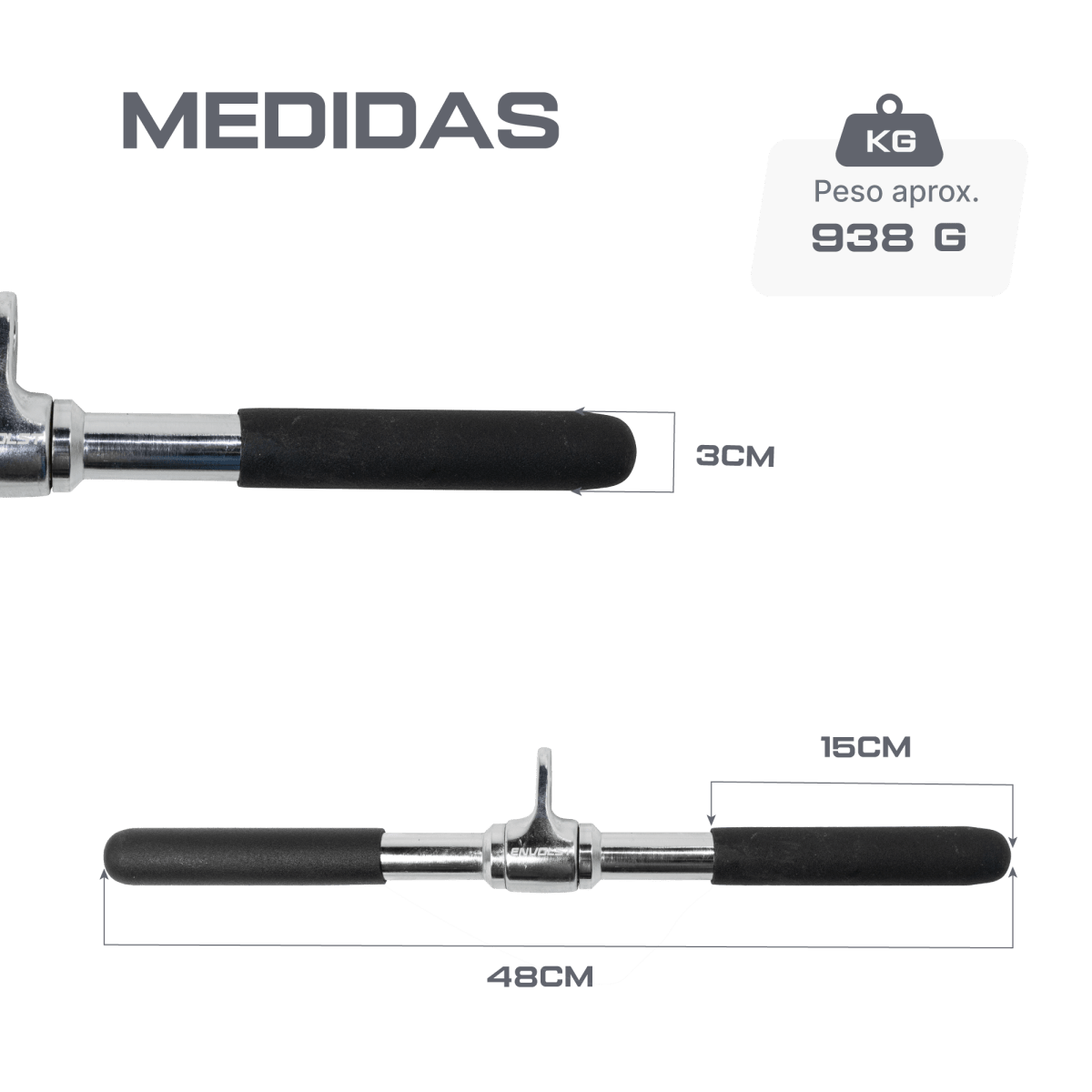 Puxador Barra Reta 48cm Pulley Cromado Maciço com Giro Envolst