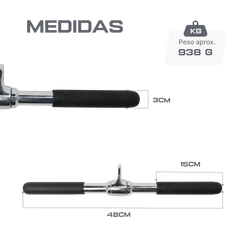 Puxador Barra Reta 48cm Pulley Cromado Maciço com Giro Envolst