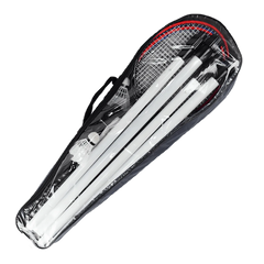 Kit de badminton com 04 raquetes de aço, 02 volantes, postes de aço e rede Loire