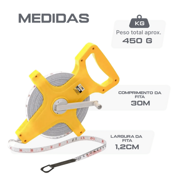 Trena de Fibra de Vidro 30m Caixa Aberta e Manivela MB