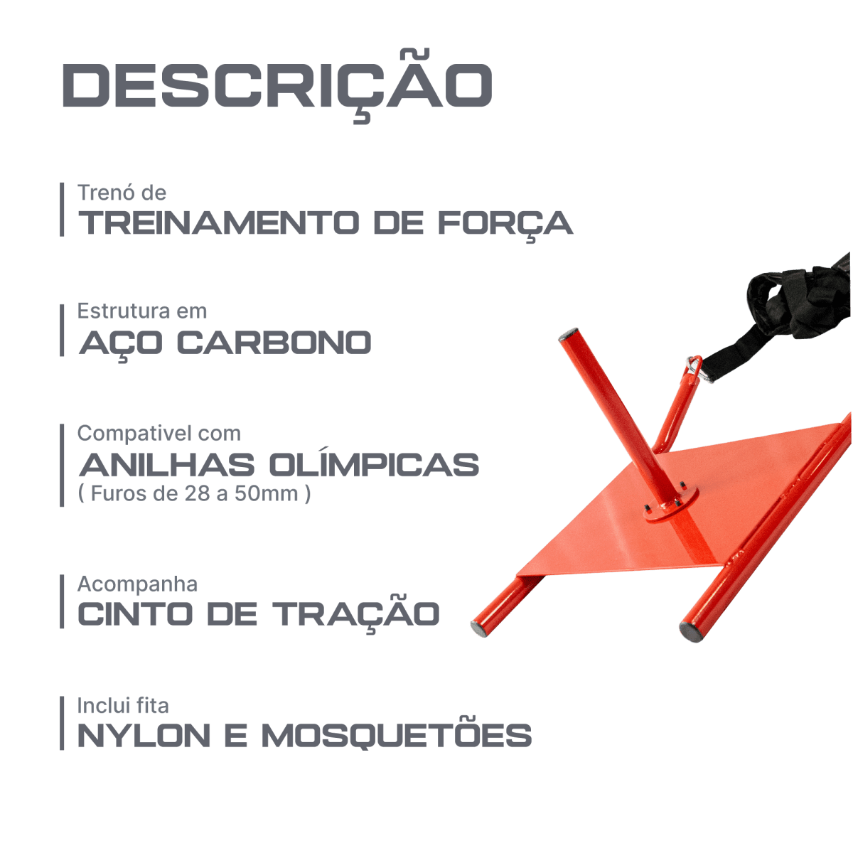 Trenó para treinamento de força reforçado (fechado) Pista e Campo